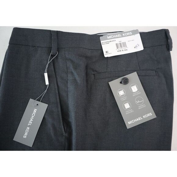 Michael Kors Men's Sz 40W x 32L Gray Solid Classic-Fit Stretch Dress Pants - Picture 5 of 9